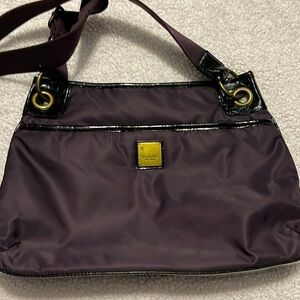 Simply Vera Wang Eggplant and Black Nylon Bag with Canvas Strap